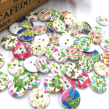 New 50pc Santa Christmas Tree Wood Buttons 20mm Sewing Mix Lots WB17 2024 - buy cheap