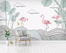 Beibehang Hand painted watercolor landscape flamingo TV background wall paper home decor living room bedroom mural 3d wallpaper 2024 - buy cheap