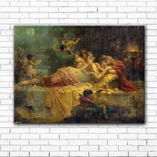 Frete grátis pintura a óleo impressa em tela bebê anjos clássicos bela adormecida pintura em tela arte de parede pintura decorativa 2024 - compre barato