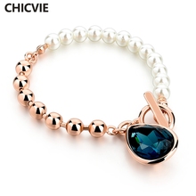 CHICVIE-pulsera de cuentas de perlas para mujer, brazalete de cuentas con piedras azules de oro nuevo, pulsera de compromiso y boda, Sbr160114, 2019 2024 - compra barato
