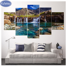 Kufwkey-pintura a diamante 5d diy, conjunto de 5 peças com bordados 3d, pedra cascata de montanha, mosaico e strass 2024 - compre barato