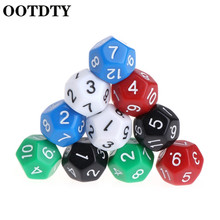 OOTDTY 10pcs Multicolor D&D Game Accessorie 12 Sided Acrylic Number Dice  Multi Sided Dices 2024 - buy cheap