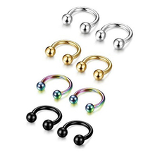 Utimtree Piercing Wholesales 60pcs/lot Mix Color Stainless Steel Nose Body Jewelry Nose Ring Horseshoe Piercing Nipple Rings 2024 - buy cheap
