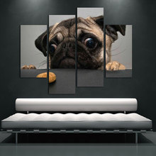 BANMU-Pintura Artística de animal para pared, póster de Pug loco impreso en lienzo, imágenes de animales 2024 - compra barato