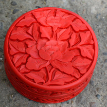 Exquisite Chinese Traditional Technology Red Lacquer Beautiful Peony Flower Auspicious Jewelry Box 2024 - buy cheap