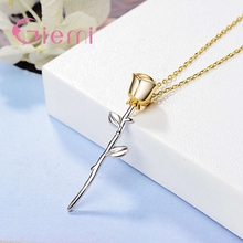 Unique Design Romantic 925 Sterling Silver  Gold Rose Flower Pendant Necklace For Women Wedding Party Jewelry Valentines 2024 - buy cheap