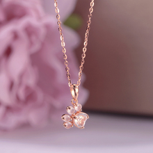 Fine Jewelry Necklace Pendent For Women Pure 925 Silver Rose Quartz Pink Lovely Bear Foot Pendants Chain Accessories CCNI027 2024 - buy cheap