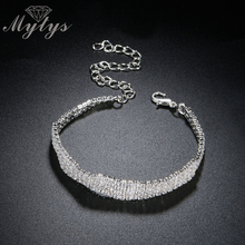 Mytys современный белый золотой цветной браслет с кристаллами и мигающими блестками женский подарок B1067 2024 - купить недорого