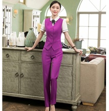 Formal Ladies Vest & Waistcoat Women Work Wear Suits Two Piece Pant and Top Sets Office Business Clothes Purple 2024 - buy cheap