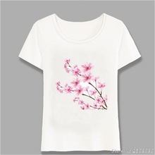 Camisetas con estampado de flor de cerezo rosa para mujer, Tops informales, camisetas Hipster para mujer, camisetas de manga corta Harajuku para niña 2024 - compra barato