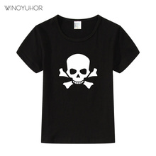 Camiseta con estampado de calavera para niños y niñas, camisa divertida de estilo Punk, Hip Hop y esqueleto, ropa de verano 2024 - compra barato