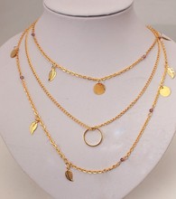 Fashion Jewelry Gold 2018 New Necklace Cheap Marketing Leaf New Print Necklace Multilayer Ms. Necklace Wholesale Natural Crystal 2024 - buy cheap