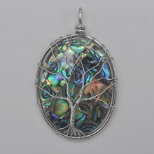 Lucky Handmade Tree of life New Zealand Abalone Shell Oval Wire Wrap Pendant Jewelry For Woman Gift S069 2024 - buy cheap