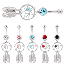 Body jewelry Dream Catcher Dangle Hot Belly rings Navel rings Fashion Body Piercing Jewelry 14G 316 Surgical Steel bar Wholesale 2024 - buy cheap