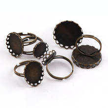 Adjustable Lace Flower Round Ring Flat Pad bezel Embellishments Cabochon Bases Setting Blanks DIY Ring Jewelry Supplies Finding 2024 - buy cheap