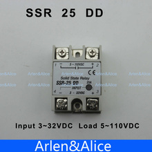 25DD SSR input 3~32VDC load 5~110VDC DC single phase DC solid state relay 2024 - buy cheap