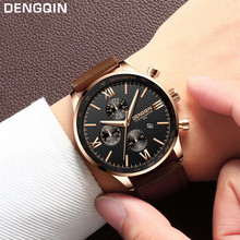 luxury Men's Watches temperament Business Watches Leather Military Strap Casual Quartz Analog Date Wrist Watch relogio masculino 2024 - buy cheap