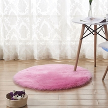 Artificial Wool Carpet Round Rose Red Sheepskin Hairy Carpets Faux Mat Fur Plain Fluffy Soft Area Rug Tapetes 30-140CM 2024 - buy cheap