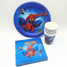 40p/set Spiderman Birthday Party Supplies Plate Cup Napkin Disposable Tableware Party Favor Decoration Cake dishes 2024 - buy cheap