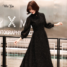 weiyin 2022 Black Long Sleeves A-line Evening Dresses Muslim Fashion Elegant Women Party Dress Long Formal Dresses WY1265 2024 - buy cheap