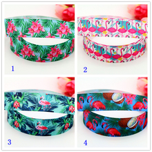 7/8'' Free Shipping Flamingo Flowers Summer Printed Grosgrain Ribbon Material  Headwear Party Decoration Diy Sewing 22mm S564 2024 - buy cheap