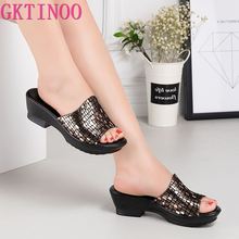 GKTINOO Women's Slippers Sandals 2019 Summer High Heels Women Shoes Woman Slippers Summer Sandals Casual Shoes 2024 - buy cheap