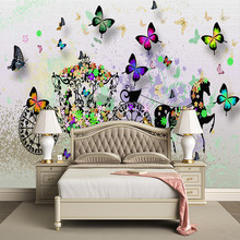 Custom 3d wallpaper modern painted cartoon butterfly background wall - high-grade waterproof material 2024 - buy cheap