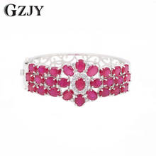GZJY Fashion Jewelry White Gold Color Bracelet Bangle For Women Flower Red Zircon Bracelets Girl Party Gifts Pulseiras 2024 - buy cheap