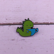 Tea rex enamel pin cute T rex dinosaur brooch 2024 - buy cheap