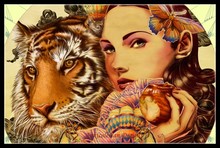 Embroidery Counted Cross Stitch Kits Needlework - Crafts 14 ct DMC Color DIY Arts Handmade Decor - Tiger and Beauty 2024 - buy cheap