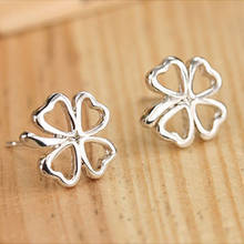 KARASU Fashion Korean Jewelry Wholesale Popular Hot Silver-color Hollow Clover Stud Earrings For Women 2024 - buy cheap