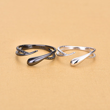 Factory Wholesale Price 925 Sterling Silver Adjustable Lover Rings Original Handmade Black Couple Rings Jewelry 2024 - buy cheap