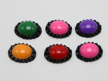 100 Mixed Enamel Color Black Dotted Rhinestone Flatback Acrylic Oval Cabochons 10X14mm 2024 - buy cheap