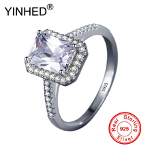YINHED Genuine 925 Fine Jewelry Sterling Silver Engagement Rings for Women Princess Cut Zircon CZ Crystal Wedding Ring ZR601 2024 - buy cheap