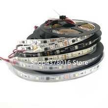Faixa de led ws2811 5050 rgb, 1m/5m, 150 300leds, endereços individuais, 12v branco/preto, pcb, 2811 tira de led digital bordável