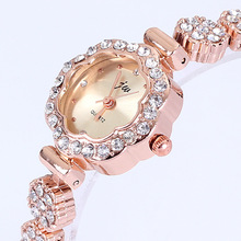Relógio de pulso feminino com pulseira de ouro rosa, relógio de pulso elegante com cristais, pulseira em quartzo para mulheres, moda de 2019 2024 - compre barato