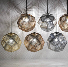 Vintage pendant lighting  Mesh surface Light Shadow Multi-faceted ball Lamp Stainless steel Metal Etch Pendant light 2024 - buy cheap