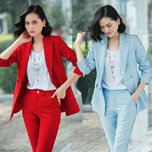 Women's suit 2019 autumn new double-breasted suit jacket fashion temperament pants two-piece large size women's clothing 2024 - buy cheap