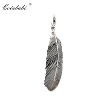 Pendants Filigree Feather For Women Or Men Trendy 925 Sterling Silver Gift Europe Style Fashion Pendants Fit Link Necklace 2024 - buy cheap