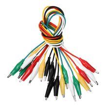 DSHA-Pinzas de cocodrilo de doble punta, 10 Uds., 5 colores, cable de puente de plomo de prueba, 50cm 2024 - compra barato