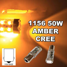 Чипы CREE P21W 1156 BA15S, светодиодный индикатор обратного тормоза, янтарный светильник, 2x50 Вт 2024 - купить недорого