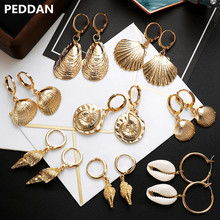 Hyperbole Big Circle Dangle Earrings for Women Sea Shell Drop Earrings Round Ear Stud Gold Summer Dress Jewelry Ornament 2024 - buy cheap