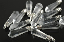 Colgantes de piedra, tapa de Metal, pilar de punto de cristal transparente Natural 2024 - compra barato
