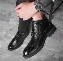 Men's Boots Bullock Mid High leather boots lace-up round toe dress oxford foe men wedding party office shoes 2024 - купить недорого