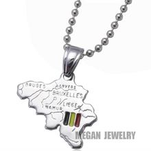 Belgium map Belgium National Flag pendant & necklace for women & men, country map jewelry 2024 - buy cheap