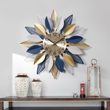 Modern Wrought Iron Wall Clock Wall Hanging Leaf Crafts Decoration Home Livingroom 3D Wall Sticker Ornaments Corridor Wall Mural 2024 - buy cheap