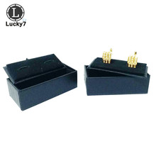 Free Shipping 1 Pc Black PU Leather Cufflink Box Storage Boxes Jewelry Cuff links Case Craft Badge Box Jewelry Case Display Box 2024 - buy cheap