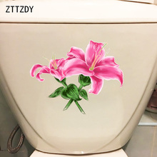 ZTTZDY 21.5*17.3CM Red Lily Flower Cartoon Wall Art Decal Home Room Decor WC Toilet Stickers T2-0115 2024 - buy cheap