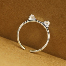 Venda quente prata chapeado anel de orelha de gato bonito moda jóias coração anel para presentes da menina feminino ajustável estrela encantos anel atacado 2024 - compre barato