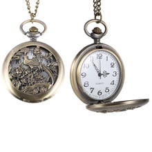 Vintage Quartz Pocket Watch Hollow Out Magpies Flower Bird Flip Cover Alloy Chain Pendant Watches LL@17 2024 - buy cheap